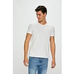 Emporio Armani t-shirt - bela. T-shirt iz kolekcije Emporio Armani. Model izdelan iz enobarvne pletenine.