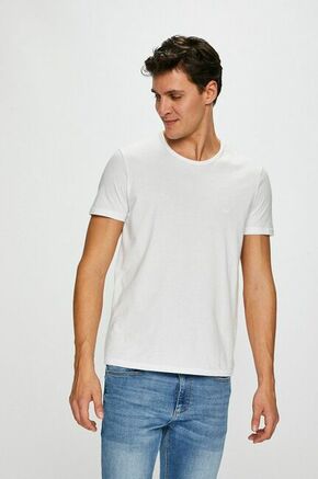 Emporio Armani t-shirt - bela. T-shirt iz kolekcije Emporio Armani. Model izdelan iz enobarvne pletenine.