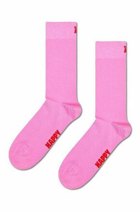 Nogavice Happy Socks Solid Sock roza barva - roza. Nogavice iz kolekcije Happy Socks. Model izdelan iz elastičnega