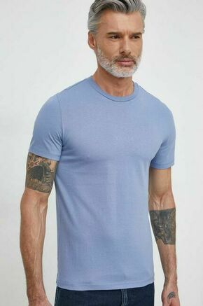 Bombažna kratka majica Guess - modra. Kratka majica iz kolekcije Guess