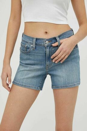Jeans kratke hlače Levi's ženski - modra. Kratke hlače iz kolekcije Levi's. Model izdelan iz jeansa.