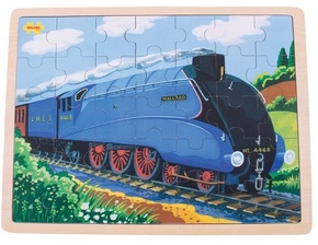 Bigjigs Toys Drevené puzzle historický vlak Mallard 35 dielikov