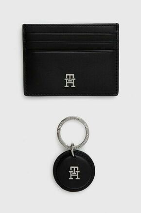 Etui za kartice + obesek za ključe Tommy Hilfiger črna barva - črna. Etui za kartice iz kolekcije Tommy Hilfiger. Model izdelan iz naravnega usnja. Model je opremljen z obeskom za ključe.