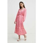 Obleka Mos Mosh roza barva - roza. Lahkotna obleka iz kolekcije Mos Mosh. Model izdelan iz vzorčaste tkanine. Model iz zračne viskozne tkanine.