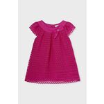 Obleka za dojenčka Mayoral roza barva - roza. Za dojenčke obleka iz kolekcije Mayoral. Model izdelan iz vzorčastega materiala. Zaradi vsebnosti poliestra je tkanina bolj odporna na gubanje.