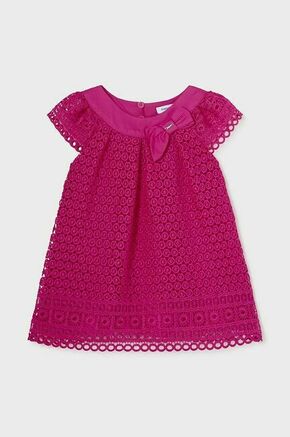 Obleka za dojenčka Mayoral roza barva - roza. Za dojenčke obleka iz kolekcije Mayoral. Model izdelan iz vzorčastega materiala. Zaradi vsebnosti poliestra je tkanina bolj odporna na gubanje.