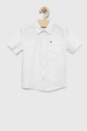 Otroška srajca Tommy Hilfiger bela barva - bela. Srajca iz kolekcije Tommy Hilfiger. Model izdelan iz tanke