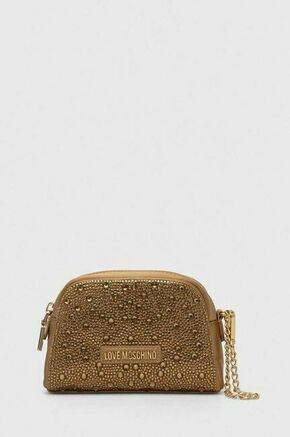 Kozmetična torbica Love Moschino zlata barva - zlata. Majhna kozmetična torbica iz kolekcije Love Moschino. Model izdelan iz tekstilnega materiala.