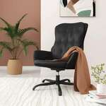Greatstore Lounge fotelj, črn, umetno usnje