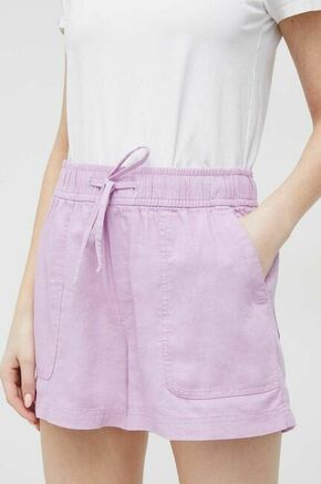 Lanene kratke hlače GAP vijolična barva - vijolična. Kratke hlače iz kolekcije GAP. Model izdelan iz enobarvnega materiala. Izjemno udoben