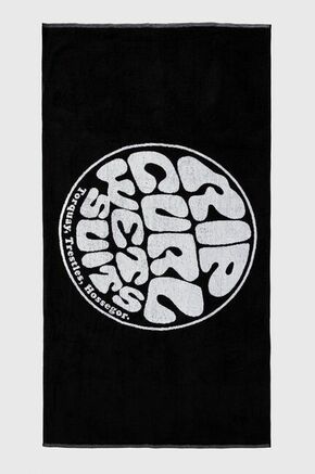 Bombažna brisača Rip Curl črna barva - črna. Srednje velika brisača iz kolekcije Rip Curl. Model izdelan iz bombažnega