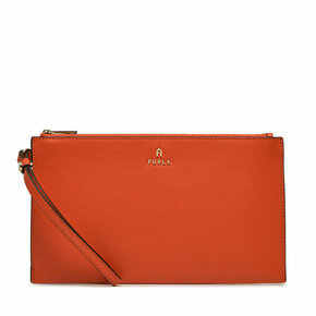 Usnjena torbica Furla oranžna barva - oranžna. Majhna večerna torbica iz kolekcije Furla. Model na zapenjanje