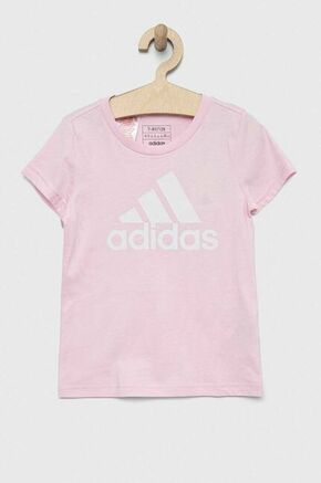 Otroška bombažna kratka majica adidas G BL roza barva - roza. Otroška lahkotna kratka majica iz kolekcije adidas. Model izdelan iz tanke