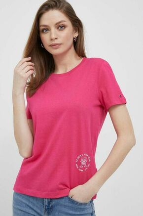 Bombažna kratka majica Tommy Hilfiger roza barva - roza. Kratka majica iz kolekcije Tommy Hilfiger