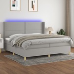 Box spring postelja z vzmetnico LED sv. siva 200x200 cm blago - vidaXL - Siva - 94,03 - 200 x 200 cm - vidaXL