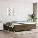 Greatstore Box spring postelja z vzmetnico temno rjav 200x200 cm blago
