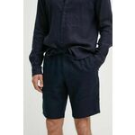 Lanene kratke hlače Tommy Hilfiger mornarsko modra barva, MW0MW34498 - mornarsko modra. Kratke hlače iz kolekcije Tommy Hilfiger. Model izdelan iz gladke tkanine. Model iz izjemno udobne, zračne tkanine.