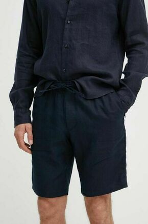 Lanene kratke hlače Tommy Hilfiger mornarsko modra barva