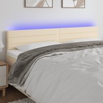 vidaXL LED posteljno vzglavje krem 200x5x78/88 cm blago