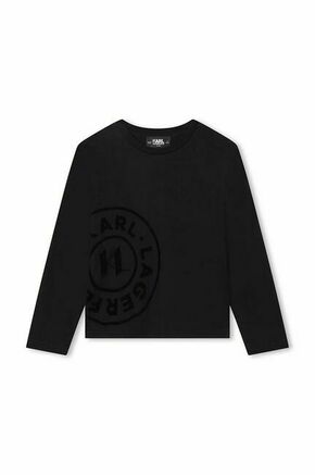 Otroška bombažna majica z dolgimi rokavi Karl Lagerfeld črna barva - črna. Otroške Majica z dolgimi rokavi iz kolekcije Karl Lagerfeld. Model izdelan iz tanke