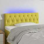 Greatstore LED posteljno vzglavje zeleno 90x7x78/88 cm blago