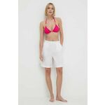 Kratke hlače za na plažo Max Mara Beachwear ženske, bela barva, 2416141019600 - bela. Kratke hlače iz kolekcije Max Mara Beachwear, izdelane iz enobarvnega materiala. Model iz izjemno udobne tkanine z visoko vsebnostjo bombaža.