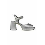 Usnjeni sandali Geox D SOLEDEA A srebrna barva, D36RHA000Y2C1007 - srebrna. Sandali iz kolekcije Geox. Model izdelan iz naravnega usnja.
