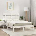 Greatstore Okvir za posteljo, bel, masivni les, 120x190 cm, 4FT, dvojni