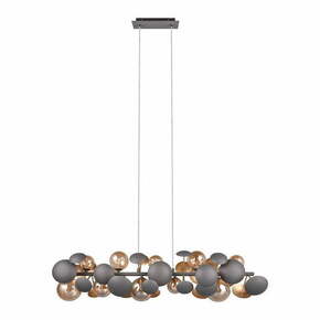 Siva/zlata viseča svetilka s steklenim senčnikom Bubble – Trio Select