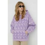 Pulover Roxy ženska, vijolična barva, s kapuco - vijolična. Pulover s kapuco iz kolekcije Roxy, izdelan iz vzorčaste pletenine. Model iz izjemno udobne tkanine z visoko vsebnostjo bombaža.