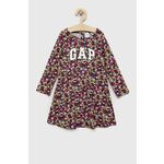 Otroška bombažna obleka GAP - pisana. Otroška Obleka iz kolekcije GAP. Nabran model izdelan iz vzorčaste pletenine.