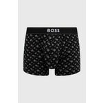 Boksarice BOSS moški, črna barva - črna. Boksarice iz kolekcije BOSS. Model izdelan iz vzorčaste, elastične pletenine. Izjemno udobna tkanina z visoko vsebnostjo bombaža.