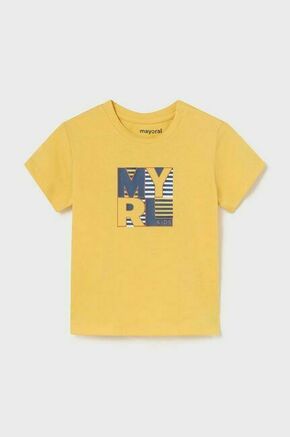 Otroška bombažna majica Mayoral rumena barva - rumena. Kratka majica za dojenčka iz kolekcije Mayoral. Model izdelan iz udobne pletenine.