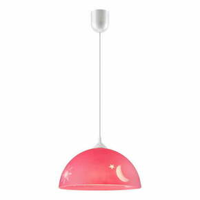 Rožnata otroška svetilka s steklenim senčnikom ø 30 cm Day &amp; Night – LAMKUR