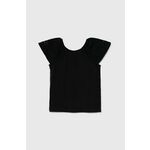 Otroška kratka majica United Colors of Benetton črna barva - črna. Lahkotna kratka majica iz kolekcije United Colors of Benetton. Model izdelan iz enobarvnega materiala. Model iz izjemno udobne tkanine z visoko vsebnostjo bombaža.
