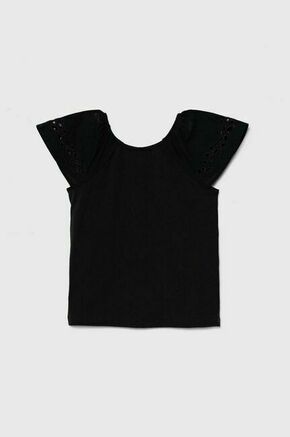 Otroška kratka majica United Colors of Benetton črna barva - črna. Lahkotna kratka majica iz kolekcije United Colors of Benetton. Model izdelan iz enobarvnega materiala. Model iz izjemno udobne tkanine z visoko vsebnostjo bombaža.