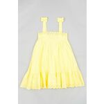 Otroška obleka zippy rumena barva - rumena. Otroški obleka iz kolekcije zippy. Ohlapen model, izdelan iz enobarvne tkanine.