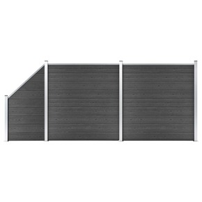 VidaXL Komplet ograjnih panelov WPC 446x(105-186) cm črn