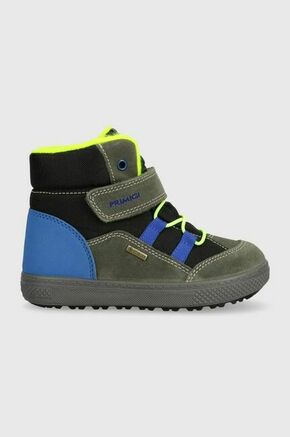 Otroški zimski škornji Primigi zelena barva - zelena. Zimski čevlji iz kolekcije Primigi. Podloženi model izdelan iz kombinacije semiš usnja in tekstilnega materiala.