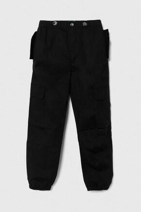 Otroške hlače United Colors of Benetton črna barva - črna. Otroški hlače iz kolekcije United Colors of Benetton. Model izdelan iz enobarvnega materiala. Model iz izjemno udobne tkanine z visoko vsebnostjo bombaža.