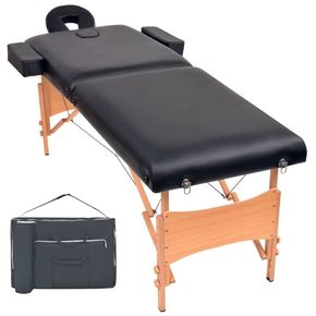 VidaXL 2-conska zložljiva masažna miza debelina 10 cm črna