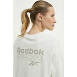Bombažna kratka majica Reebok ženska, bež barva, 100075401 - bež. Lahkotna kratka majica iz kolekcije Reebok, izdelana iz pletenine, prijetne na otip. Model iz izjemno udobne bombažne tkanine.