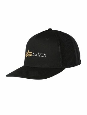 Kapa s šiltom Alpha Industries črna barva - črna. Kapa s šiltom vrste baseball iz kolekcije Alpha Industries. Model izdelan iz tkanine s potiskom.