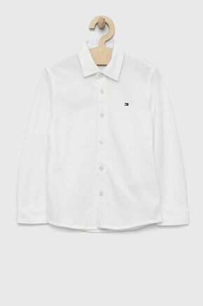 Otroška bombažna srajca Tommy Hilfiger bela barva - bela. Otroški srajca iz kolekcije Tommy Hilfiger. Model izdelan iz elastične pletenine. Izjemno udoben material.