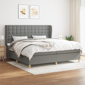 Box spring postelja z vzmetnico temno siva 200x200 cm blago - vidaXL - Siva - 93