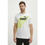 Bombažna kratka majica Puma POWER moška, bela barva, 678960 - bela. Kratka majica iz kolekcije Puma, izdelana iz elastične pletenine. Model iz izjemno udobne bombažne tkanine.