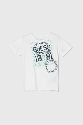 Bombažna kratka majica Guess bela barva - bela. Otroške lahkotna kratka majica iz kolekcije Guess