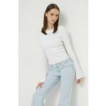 Majica z dolgimi rokavi Tommy Jeans ženski, bela barva - bež. Majica z dolgimi rokavi iz kolekcije Tommy Jeans, izdelana iz enobarvne pletenine. Zelo elastičen material zagotavlja popolno svobodo gibanja.