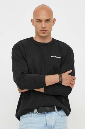 Bombažna majica z dolgimi rokavi Marc O'Polo DENIM črna barva - črna. Majica z dolgimi rokavi iz kolekcije Marc O'Polo. Model izdelan iz pletenine