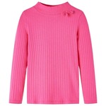 vidaXL Otroška majica z dolgimi rokavi rebrasta pletenina živo roza 116